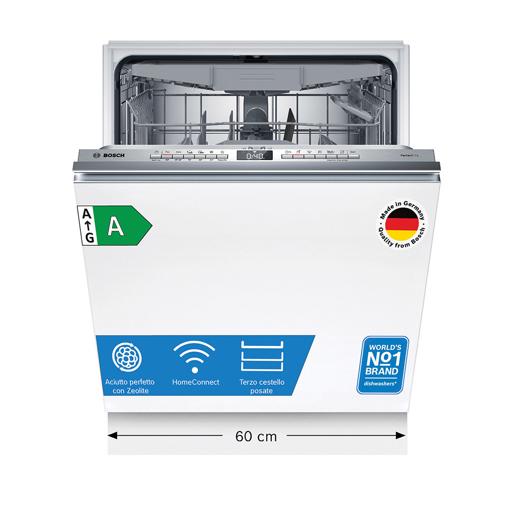 Lavastoviglie da incasso Bosch Serie 6 SMV6YCX02E – 14 coperti, Classe A, 44 dB