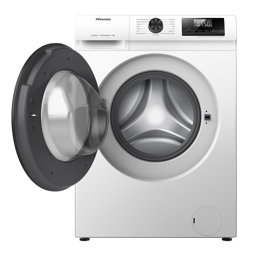 Lavatrice Hisense WFQP701219VM – 7 kg, 1200 giri/min, Classe A, Bianco