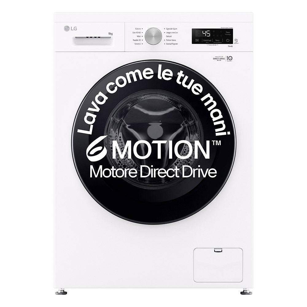Lavatrice LG F4NX1009NWK – 9 kg, 1400 giri/min, Classe A, Bianco
